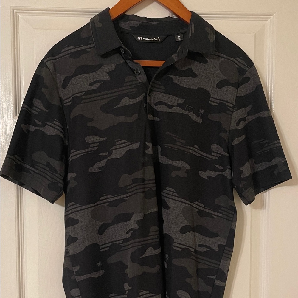 Travis Mathew Men's Black Camouflage Polo Shirt